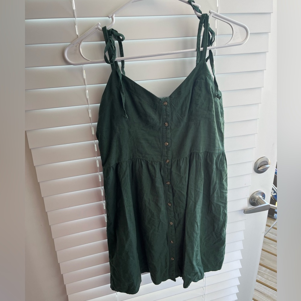 Aerie Green Tie Sleeve Summer Dress